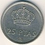 25 Pesetas Spain 1982 KM# 824. Uploaded by Granotius